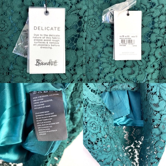 BARDOT Green Off the Shoulder Lace Dress NWT (6/S) - Picture 8 of 8